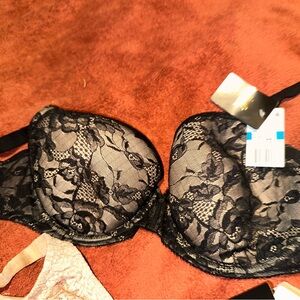Wacoal Black Lace Underwire Bra with Sweetheart Neckline
